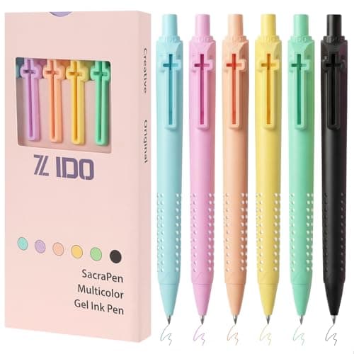 FlyMeaning 6 Pack Assorted Gel Pens, 0.7mm Colored Ink With Cross Clip,Back to School,Bible Journaling, Note-Taking, Doodling,Christian Gifts for Men Women,(Macaron-Colored Ink) - Image 1