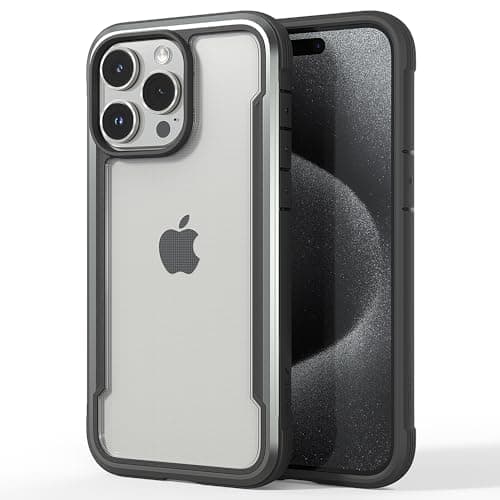 RAPTIC Shield for iPhone 15 Pro Max Case, Shockproof Protective Clear Case, Military Grade 10ft Drop Tested, Durable Aluminum Frame, Anti-Yellowing Technology Case, 6.7 inch, Black - Image 1