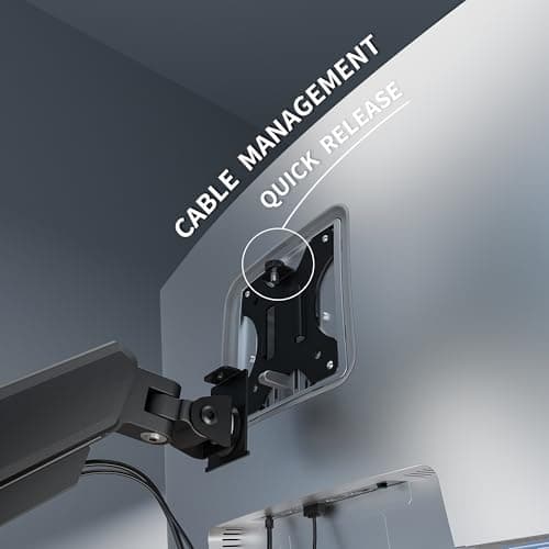 Single Monitor Arm Desk Mount，Gas Spring Monitors Arm for 17-32 inch Screens,Adjustable Computer Monitors Stand up to 4.4 to 19.8 lbs,Vesa Mount with Clamp and Grommet Base, VESA 75 & 100mm,Single - Thumbnail 3