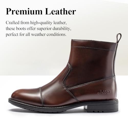 Arkbird Mens Dress Boots, Genuine Leather Classic Casual Ankel Boots with Side Zipper - Thumbnail 3