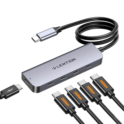 LENTION 4-Port USB C Hub with Long Cable 2FT, USB C Hub Multiport Adapter 4 x Type C 3.2 10Gbps, 100W PD Charging USBC Splitter, Compatible with 2025-2018 MacBook Pro/Air, 2026 MacBook Neo and More - Image 1