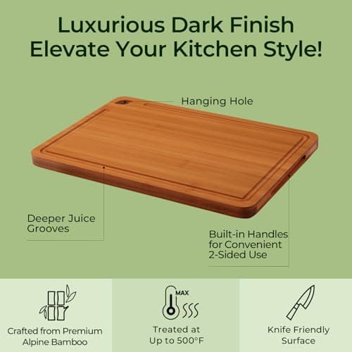 Keechee Wood Cutting Board, Carbonized Bamboo Cutting Boards Set With Smooth Surface & Easy Storage For Busy Kitchens, Ideal Charcuterie & Chopping, Durable, Knife-Friendly (4Pcs) - Thumbnail 6