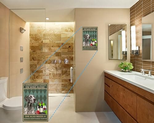 Carastora Vintage Metal Tin Sign, 8x12 Inch Funny Quote Wall Art Tin Sign, A WOMAN CANNOT SURVIVE ON WINE ALONE SHE ALSO NEEDS A GERMAN SHORTHAIRED POINTER, for Bedroom, Living Room, Cafe, Kitchen, Country Home Decor - Thumbnail 4