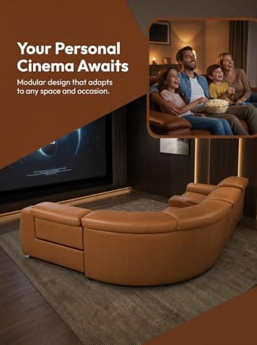Power Reclining Sectional Sofa Set, Modular L shape Leather Couch Reclining for living room, Home Theater, with Storage Console, Bluetooth Audio, USB & Wireless Charging, Living Room Furniture Set - Thumbnail 6