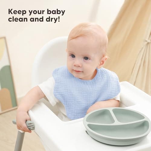 Bearmoss Muslin Baby Bibs for Drooling & Teething Cotton Drool Bib 6 Pack - Thumbnail 2
