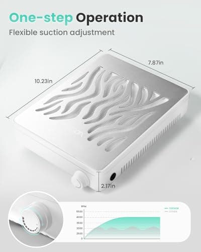 Nail Dust Collector-4000RPM Professional Nail Vacuum Dust Collector with Reusable Filter, 608Pa Nail Fan Dust Collector, Dual Voltage - Thumbnail 6