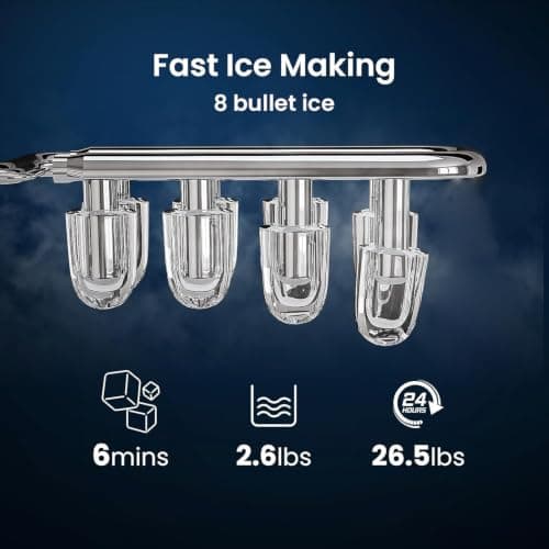 Antarctic Star Pro-Grade Countertop Ice Maker, 9 Cubes in 6 Mins, 26lbs/Day, Self-Cleaning, Ultra-Quiet for Home Bar, Kitchen, Office & Entertaining - Thumbnail 3
