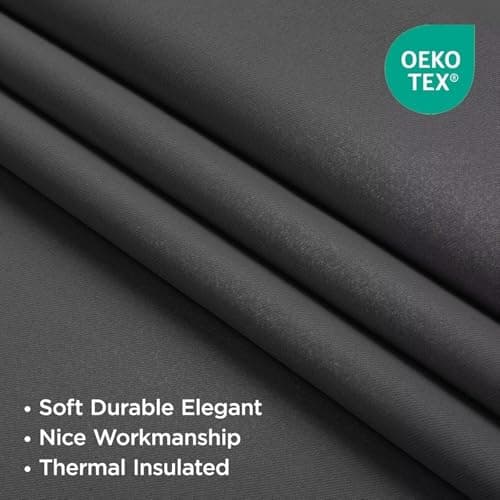 Joydeco Blackout Curtains 72 Inch Length 2 Panels Set, Thermal Insulated Long Curtains& Drapes 2 Burg, Room Darkening Grommet Drapes for Living Room Bedroom Window (Dark Grey, W52 x L72 Inch) - Thumbnail 2
