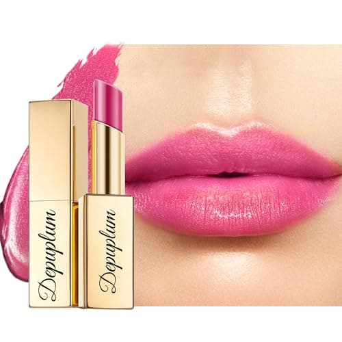 Depuplum Hot Pink Shimmer Lipstick for Women Moisture Tinted Lip Balm Nourish Light Pink Lip Gloss Cruelty Free Glitter Lip Stick (ZG110 In Love - HotPink)