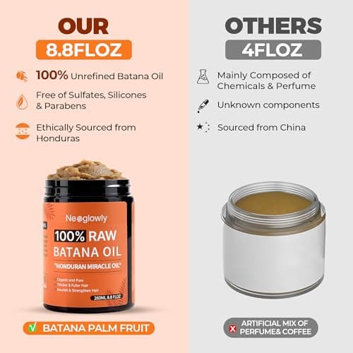 Neoglowly Batana Oil for Hair Growth, 100% Pure & Organic from Honduras, Wild Growth Hair Oil, Enhances Thickness & Strengthens Strands, Suitable for All Hair Types (8.8 oz) - Thumbnail 6