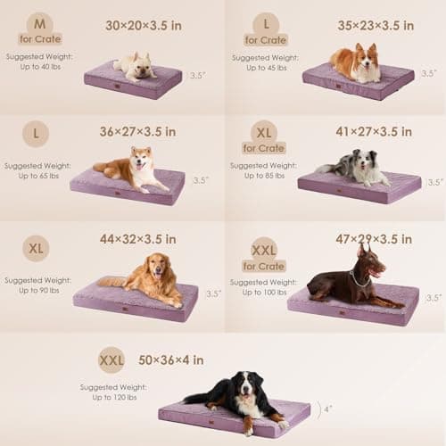 EHEYCIGA Orthopedic XL Dog Beds for Extra Large Dogs with Removable Washable Cover, Fog Purple, 44x32 - Thumbnail 2