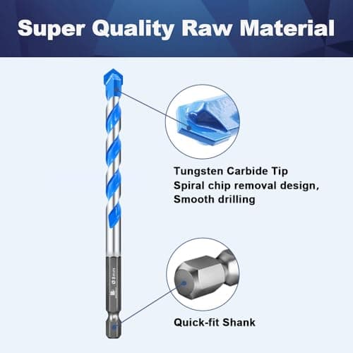 BRSCHNITT Carbide Drill Bit Set - Dry Drill Bit Set for Masonry, Concrete, Bricks, Wood, Plastic etc(6 * 5/8 * 2/10 * 2/12MM Quick-fit Shank) - Thumbnail 6