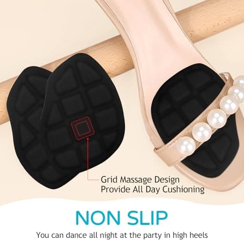 Niifawh Ball of Foot Cushions for Women 2 Pairs | 8ct Gel Blister Bandages for Feet, Blister Cushion for Heel, Toe, No Slip Metatarsal Pads for Reduce Heel, Toe & Foot Pain, Black - Thumbnail 2
