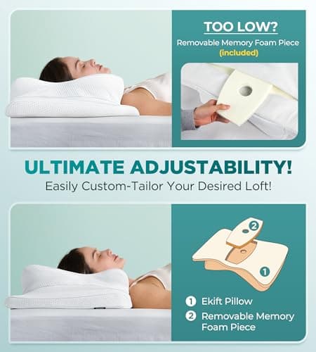 EKIFT Ease Now Cervical Neck Pillow for Pain Relief, Beauty Sleeping Cooling Pillow for Side Back Stomach Sleeper, Odorless Memory Foam Bed Pillows Deep Sleep,Ergonomic Orthopedic Neck Support - Thumbnail 6