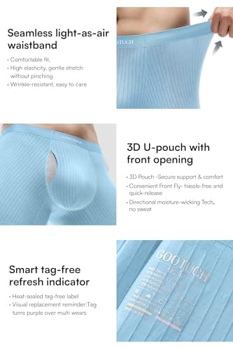 GOOTUCH Boxer Briefs For Men Packs, Breathable & Moisture Wicking Men's Underwear, Comfort Stretch Waistband, Second Skin & Anti Chafe For Running Golf Grey Blue/Gray/Blue/Green (4 pack) XL - Thumbnail 6