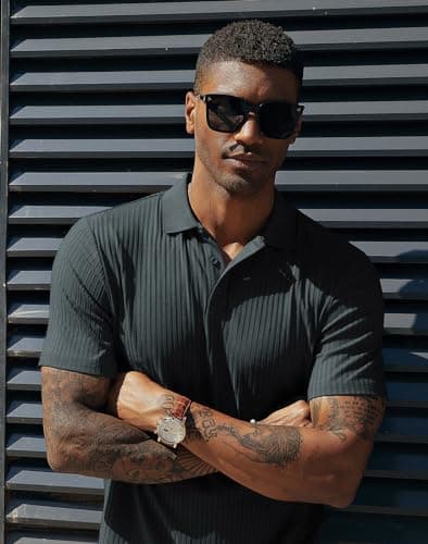 Men's Polo Shirts Short Sleeve Classic Textured Polo Sweaters Italian Knitwear Dark Gray XL - Thumbnail 2