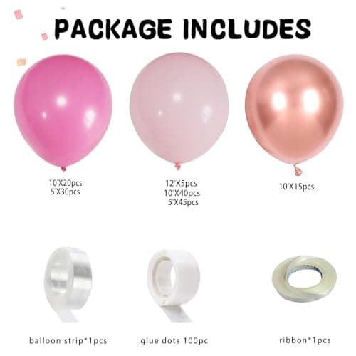 Valentines Day Decorations 155Pcs Rose Red Macaroon Pink Metallic Chrome Gold Latex Balloon Garland Arch Kit for Birthday Anniversary Wedding Romantic Bridal Shower Galentines Day Decor - Thumbnail 2