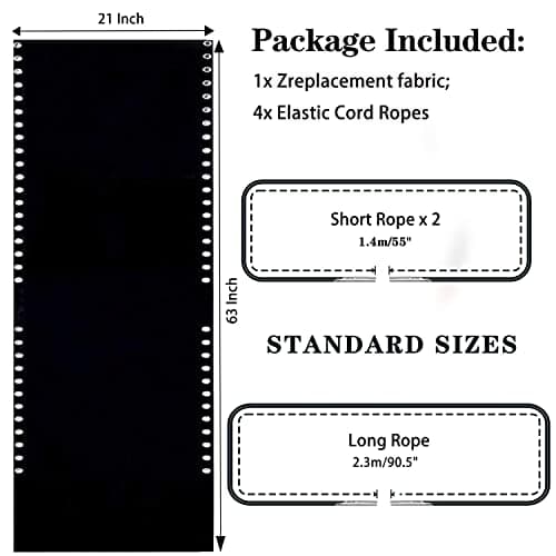 Zero Gravity Chair Replacement Fabric with Bungee Cord Kit, 21 Inch Wide Repair Cloth with Replacement Cord for Oversized XL Anti Gravity Chairs Outdoor Recliner Patio Lounge Lawn Beach Sling Chair - Thumbnail 2