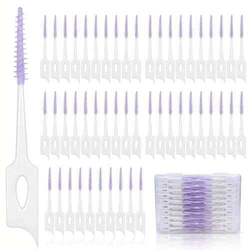 Maoerdental 300 Pieces Dual-Use Interdental Brushes Soft Silicone, Disposable Dental Picks,Premium Dental Floss Picks for Effective Teeth Cleaning(300pcs Purple)