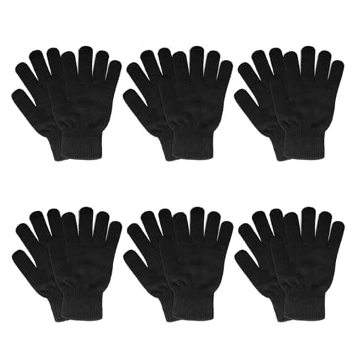 SILEDGN 6 Pairs Winter Gloves for Women Men's Warm Knit Gloves for Clod Weather Thermal Stretchy Thin Magic Glove for Driving Running Hiking, Black - Image 1