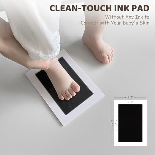 2 Park Baby Footprint Kit with 1 Wooden Frame, No Mess Inkless Hand and Footprint Kit, Clean-Touch Ink Pads for Fingerprint Stamps, Paw Print Kit for Dogs Cats, Baby Shower Gifts Keepsake for New Mom - Thumbnail 2