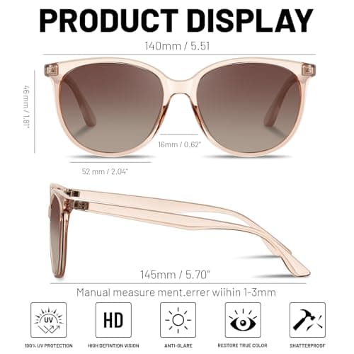 YMRFW Retro Polarized Sunglasses for Women Men Classic Vintage Style Trendy Shade UV400 Protection Lens - Thumbnail 5