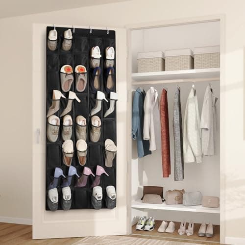 FENTEC 40 Large Pockets Over The Door Shoe Organizer, Mesh Hanging Shoe Organizer Shoe Rack for Closet Mesh Closet Shoe Holder, Over Door Organizer, Shoe Organizer for Wall, Black, 1 Pack - Thumbnail 4