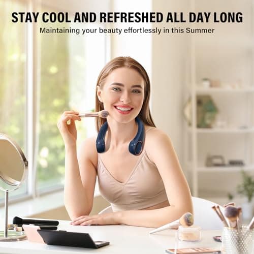 Morelax Neck Fan, USB Rechargeable Personal Fan,Hand Free Bladeless Portable Fans,4000 mAh, 3 Speeds,72 Air Faster softer 360° Cooling, Ultra Quiet,Gift Suitable for Home, Office, Travel, Sports - Thumbnail 5