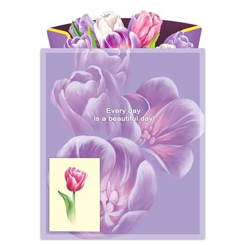 Airpark Pop Up Flower Card, 3D Paper Flowers Bouquet, Mother's Day, Birthday, Thinking of You, Thank You, Spring Greeting Cards with Note Card & Envelope, Tulip - Thumbnail 5