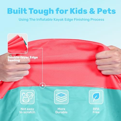 SLOOSH 72" Non-Slip Splash Pad Sprinkler - Outdoor Water Play Toys Backyard Fountain Mat for Toddlers Kids Dogs, Thickened Sprinkler Outside Pool Party Durable for Girls Boys Pets (72in, Multicolor) - Thumbnail 2