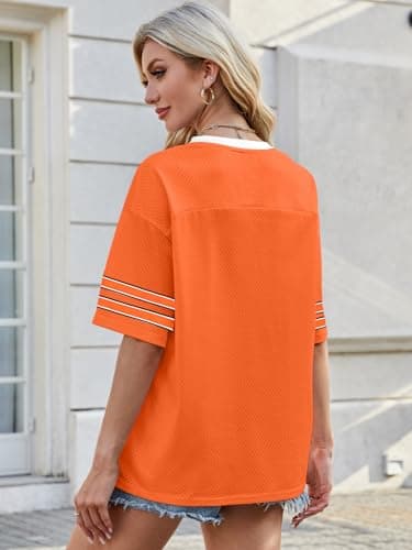 Racing Shirt Women Number Print Jersey T-Shirt Funny Racing Apparel Race Day Tee Causal Short Sleeve Tops Orange - Thumbnail 6
