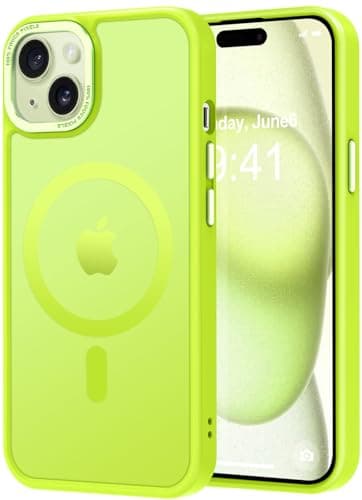 Thomo Upgraded Magnetic for iPhone 15 Plus Case [Compatible with Magsafe] [Mil-Grade Protection], Pocket-Friendly, Slim Translucent Phone Case Cover for iPhone 15 Plus 6.7", Fluorescent Green - Image 1