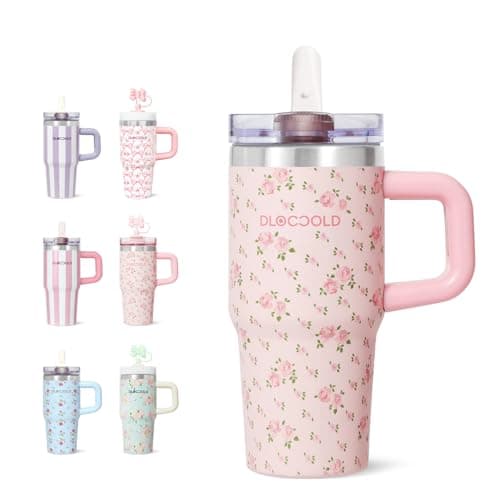 DLOCCOLD 16 oz Stainless Steel Tumbler with Lid and Straw, Double Wall Vacuum Insulated Travel Tumbler with Straw Cover Cap, Cupholder Friendly, Leak Resistant, Reusable Travel Coffee Mug - Image 1