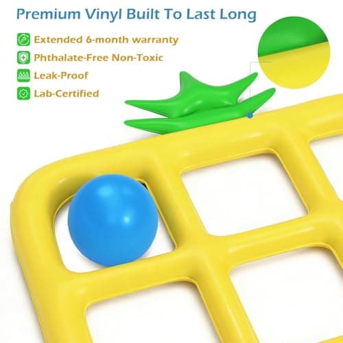 Jasonwell Tic-Tac-Toe Pool Toys Games - Giant Floating Tic Tac Toe Game Float with 10 Balls Pineapple Pool Game Party Toy Floats Yard Field Day Games Outdoor Beach Toys for Adults Teens Kids (Yellow) - Thumbnail 4