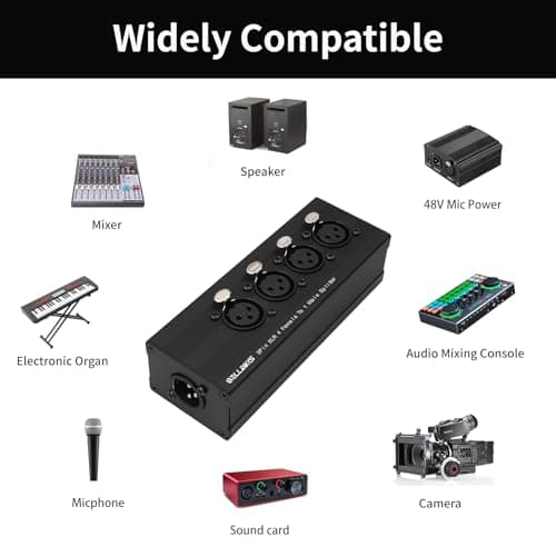 SZLliyxs 3 Pin XLR 1 Male to 4 Female Splitter,4WAY XLR Four-Input and one-Output Parallel Connection Adapter,Four Microphone inputs Converted to one Output,4 in to 1 Out Aduio Splitter - Thumbnail 2