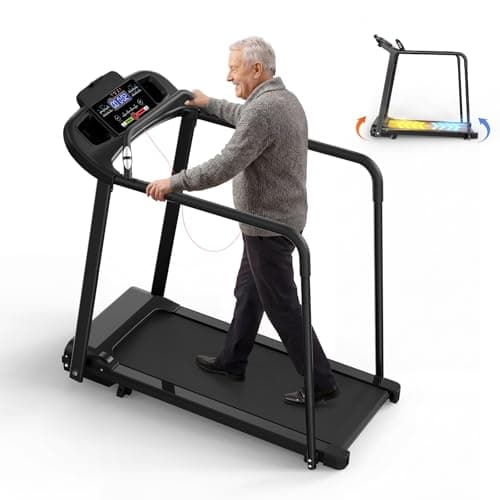 Lastforever Walking Treadmills with Extended Handrails, 2.5HP Quiet Motor, Heart Rate Monitor, 310 lbs Capacity, Treadmill for Seniors, Recovery & Home Jogging