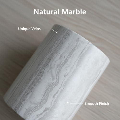 Pencil Holders&Pen Holdersr Stand for Desk Handmade,Unique Natural Marble,Sturdy Holds Stationery and Makeup Brushes Neatly With Anti-slip Base,Ideal Gift for Office and Home Use in Classic Grey - Thumbnail 5