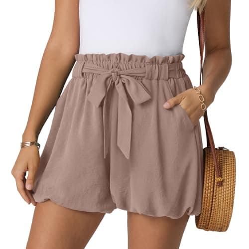 FREEOAK Womens Baggy Shorts Flowy Summer Outfits Linen Cute Mini Bubble Short Loose Fit Short X-Large - Image 1