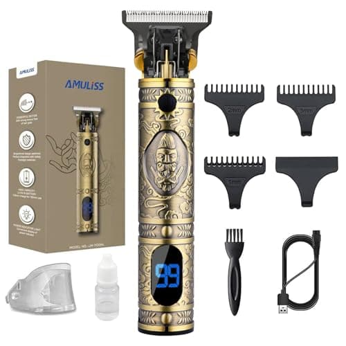 AMULISS Professional Mens Hair Clippers Zero Gapped Cordless Hair Trimmer Professional Haircut & Grooming Kit for Men Rechargeable LED Display