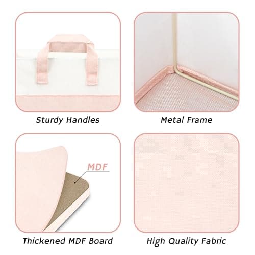 GRANNY SAYS Storage Cubes, 13 Inch Cube Storage Bins with Metal Frame, Collapsible Cube Storage Organizer, Fabric Cubby Bins for Shelves, Closet, Pink, 4 Pack - Thumbnail 5
