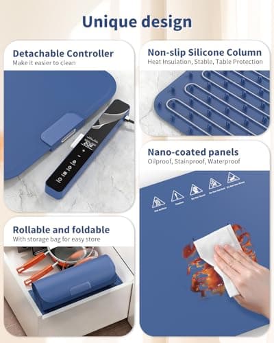 Food Warming Mat Extra Large 37"x15" with APP Control, Electric Warming Tray Adjustable Temp 99 Hour Timer Dishwasher Safe, Warming Mat for Food, Roll Up Portable Food Warmers for Parties Buffet - Thumbnail 6