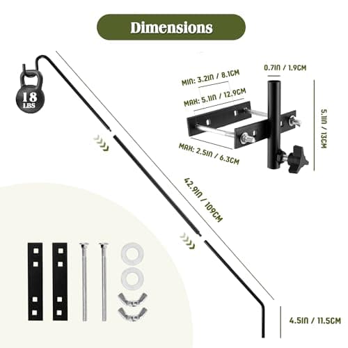 MIXXIDEA Extended Fence Deck Hook Rail Heavy Duty Bird Feeder Hook, Adjustable Plant Bracket for Bird Feeders, Planters, Suet Baskets, Lanterns, Wind Chimes and More - Thumbnail 2