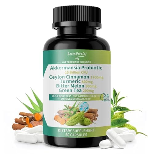 GREENPEOPLE Akkermansia Probiotics 15B CFU for Gut Function, 60CT Probiotics Supplement with Ceylon Cinnamon, Turmeric | Digestive Health & Metabolic Support | Women & Man | Vegan & Gluten Free - Image 1