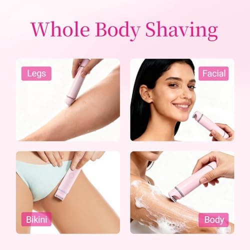 Unimiko 2-in-1 Bikini Trimmer for Women – Electric Shaver for Women, Womens Electric Razor & Trimmer for Sensitive Skin, Adjustable Comb, 100% Waterproof, Portable, USB Charge, Painless (Pink) - Thumbnail 5