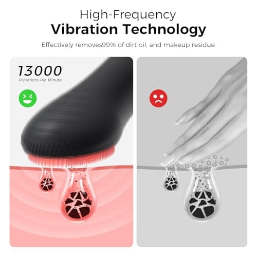 Face Scrubber Facial Cleansing Brush - Waterproof and Rechargeable Face Cleansing Brush with 4 LED Gentle Light, Cleansing, Exfoliating and Massaging, Electric Face Scrub Brush for Men & Women - Thumbnail 4