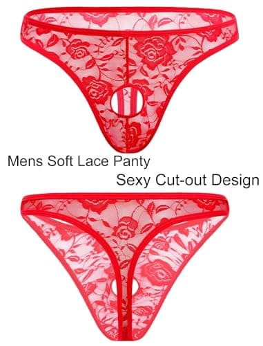 Avidlove Mens Lace Underwear Briefs Open Front Panties Low Rise Sexy Bikini Briefs Underwear 1-3 Pack - Thumbnail 5