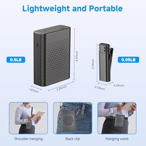 Voice Amplifier with Wireless Lavalier Microphone,Portable Rechargeable Wireless Microphone and Speaker with Waistband,Wireless Voice Amplifier for Teachers,Speakers,Trainers,Tour Guides,Coaches - Thumbnail 5