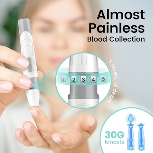 VivaGuard Talking Blood Glucose Monitor Kit, 100 Glucometer Strips & 100 Lancets, 1 Blood Sugar Monitor, 1 Lancing Device, Diabetes Testing Kit for Seniors and Home Use with Travel Case, No Coding - Thumbnail 6