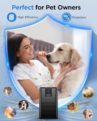 Air Purifiers for Home Large Room 1250 Ft²,MOOKA H13 HEPA Air Purifier for Pets Dust Odor Smoke,Aromatherapy Function,Air Cleaner with 15dB Quiet Sleep Mode for Bedroom Office Living Room,M05,Black - Thumbnail 6