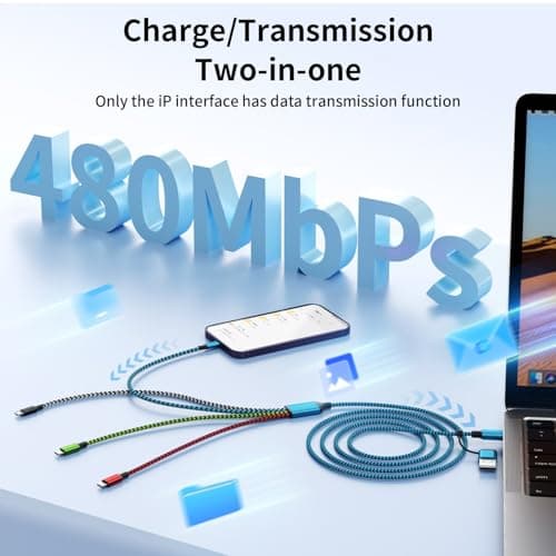 Jogrytece USB A/C 4 in 2 Charging Cords,Dual Type C Mulit Charging Cable for Cruise Travel Essentials 2026,2Pack 5FT Multi Charger Phone Charger Cord for iPhone 17-11/Samsung/Tablets/PS Home,Office - Thumbnail 3